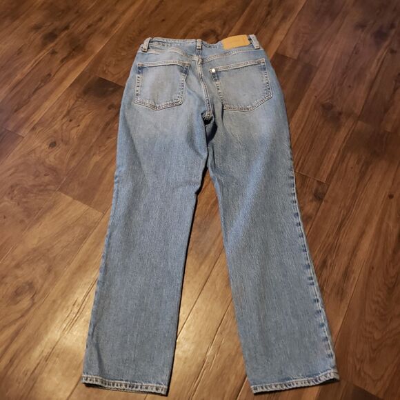 & Denim  Ultra High Waist Mom Blue Jeans Sz 4 Wide Leg - Picture 4 of 8